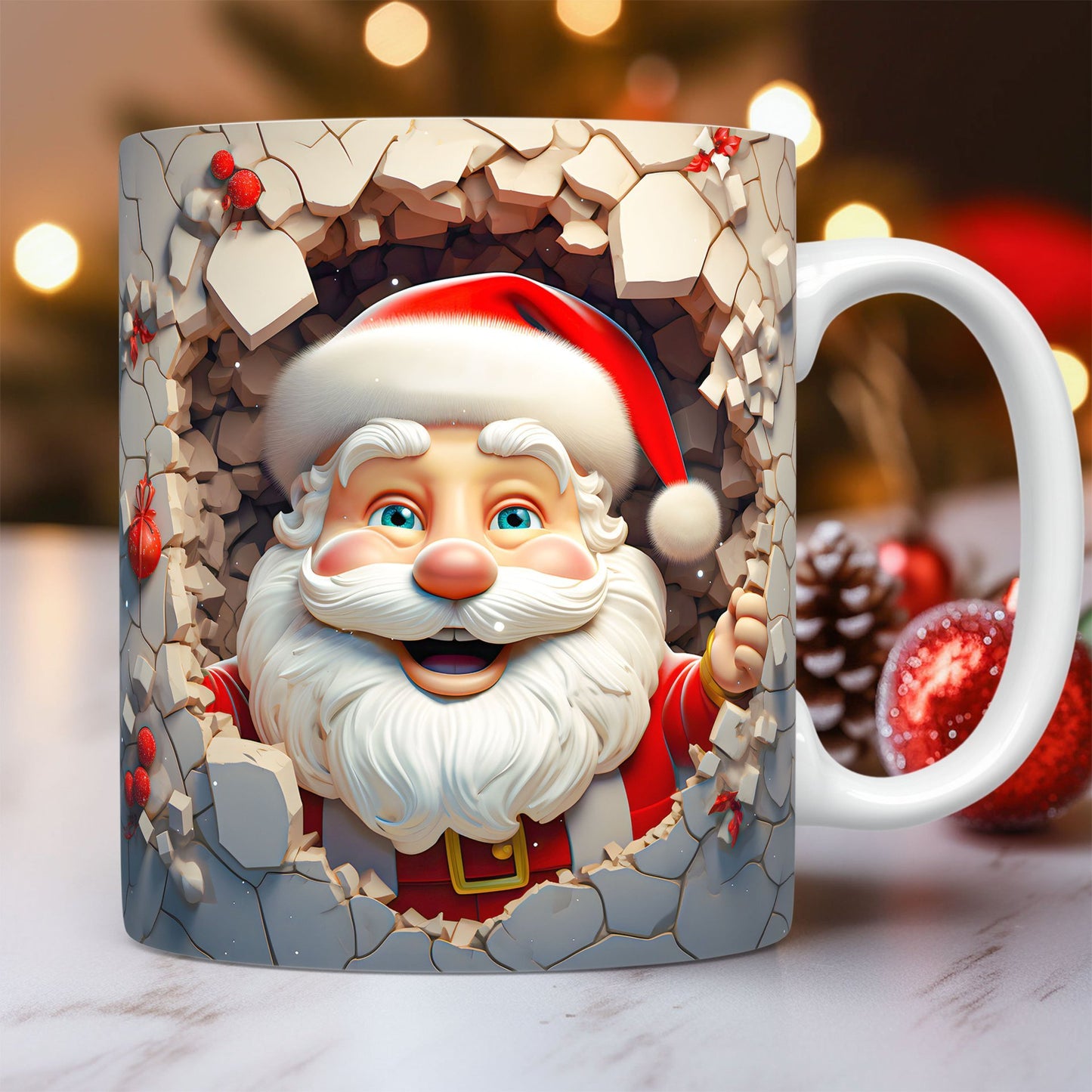 Flag Village Creative 3D Christmas Ceramic Mug Unique Space Design Snowman Santa Coffee Cup Tea Milk Mug Christmas Gifts For Kids Adults Kitchen Gadgets