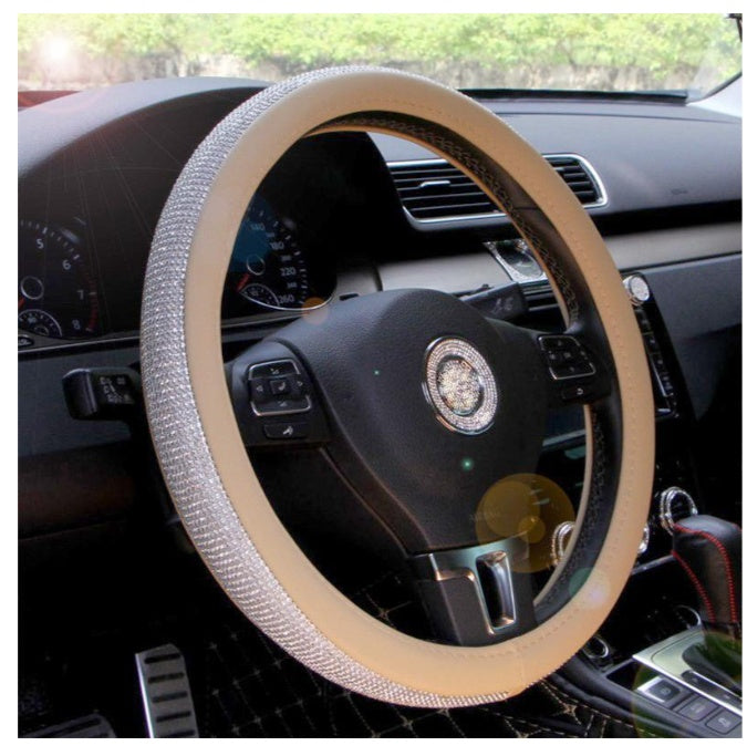 Flag Village Auto Tools Car steering wheel handle set Four seasons universal really cute feminine cartoon leather anti-slip handle
