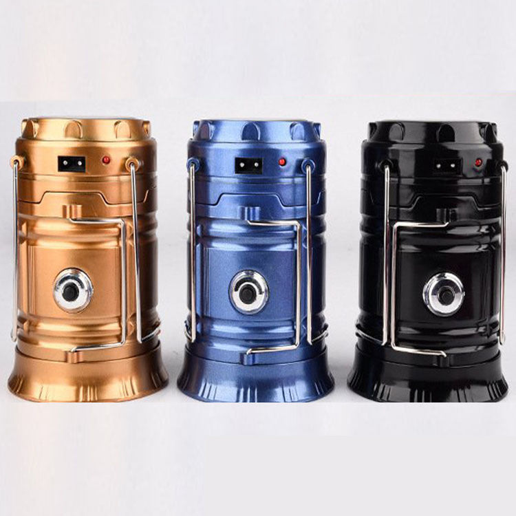 Flag Village new solar charging type multifunctional telescopic camping lantern lantern outdoor camping tent lamp