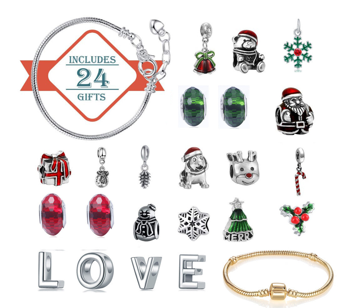 Flag Village Christmas Jewelry Calendar Gift Box Set Diy Beaded Blind Box Bracelet