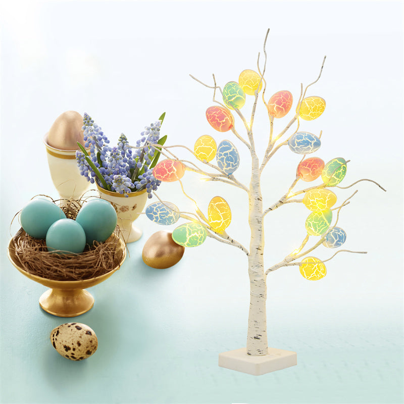 Flag Village Easter Decoration 60cm Birch Tree Home Easter Egg LED Light Gift Spring Party Tabletop Ornaments Light Easter Party Kids Gifts