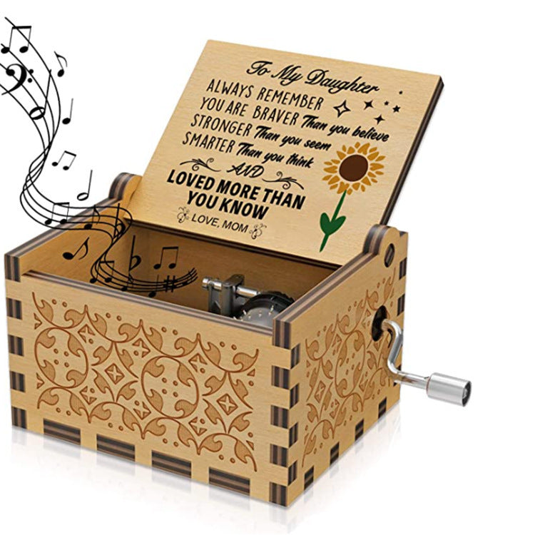Flag Village Antique Carved Wooden Hand Crank Spirited Away Music Box Christmas Gift Birthday Gift Party Decoration