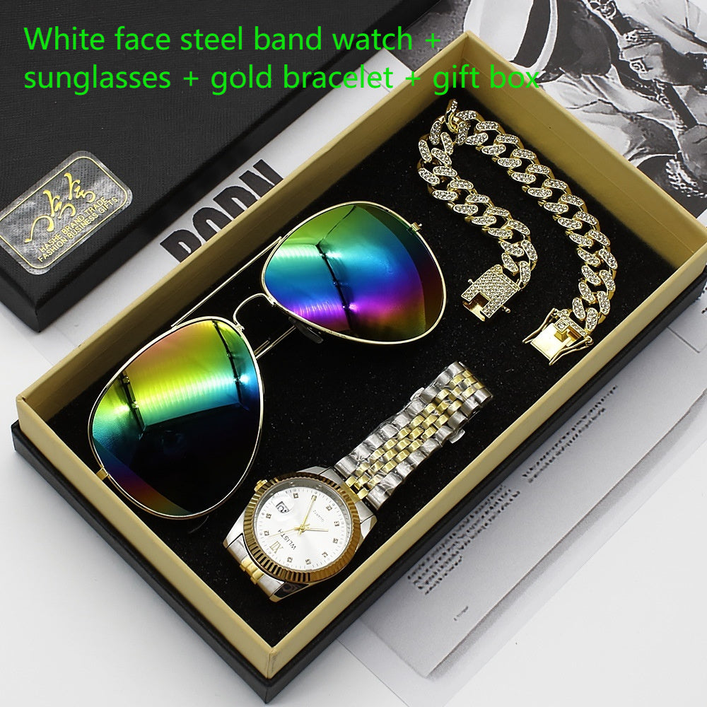 Flag Village Wristwatch Glasses New Men's Watch Business Foreign Trade Sunglasses Watch Gift Box Suit