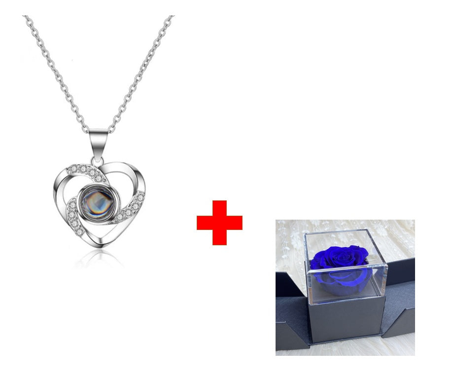 Flag Village Preserved Flower Rose Flower Necklace Jewelry Box Gift