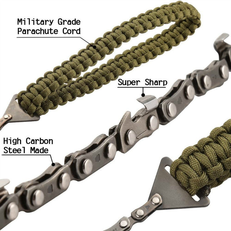 Flag Village Braided Umbrella Rope Camping Survival Pocket Saw