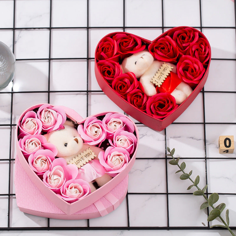 Flag Village Heart-shaped Rose Red Gift Box New Year Christmas Gift Box Valentine's Day Christmas Gift Mother's Day Birthday Gift