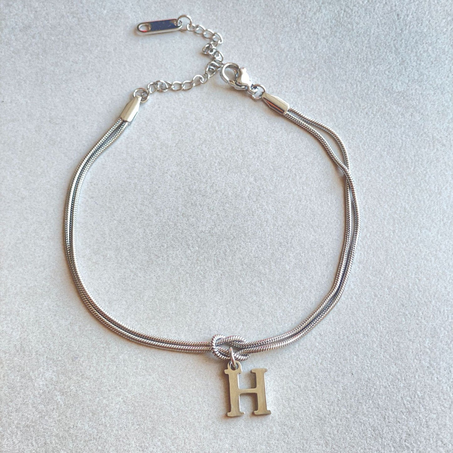 Flag Village New Letter A-Z Love Knot Bracelets For Women Couple Gold Color Dainty Snake Chain Charm Bracelet Stainless Steel Jewelry Gift Valentine's Day Gifts