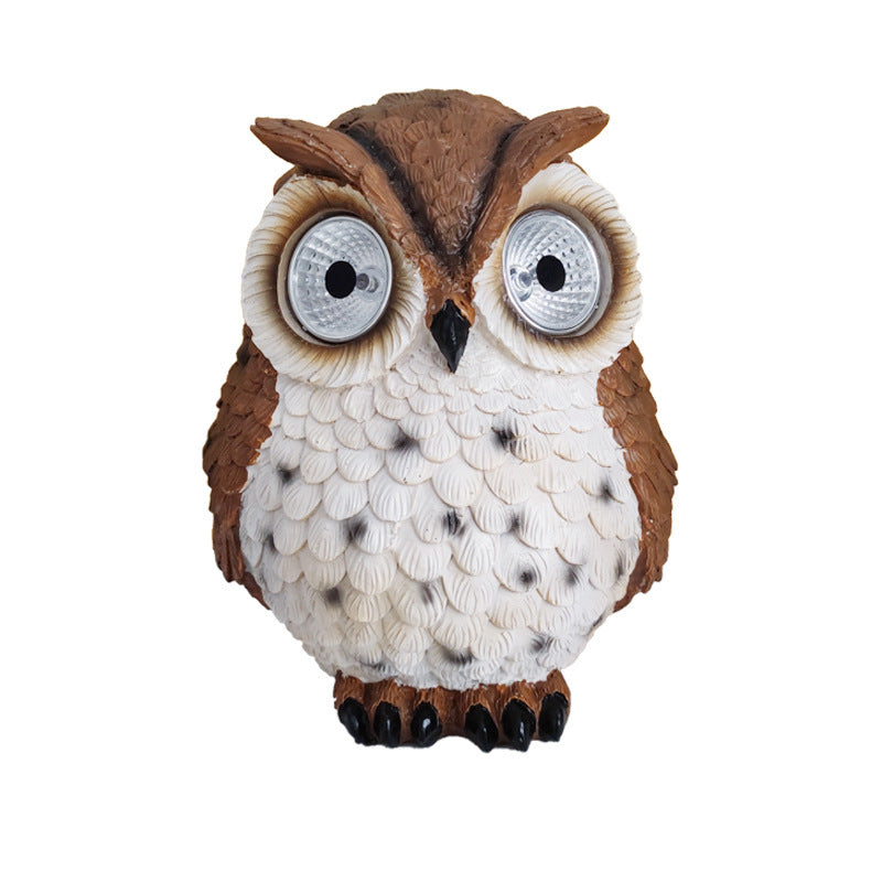 Flag Village Solar Resin Owl Decorative Products LED Lights Creative Outdoor Courtyard Decoration Gifts