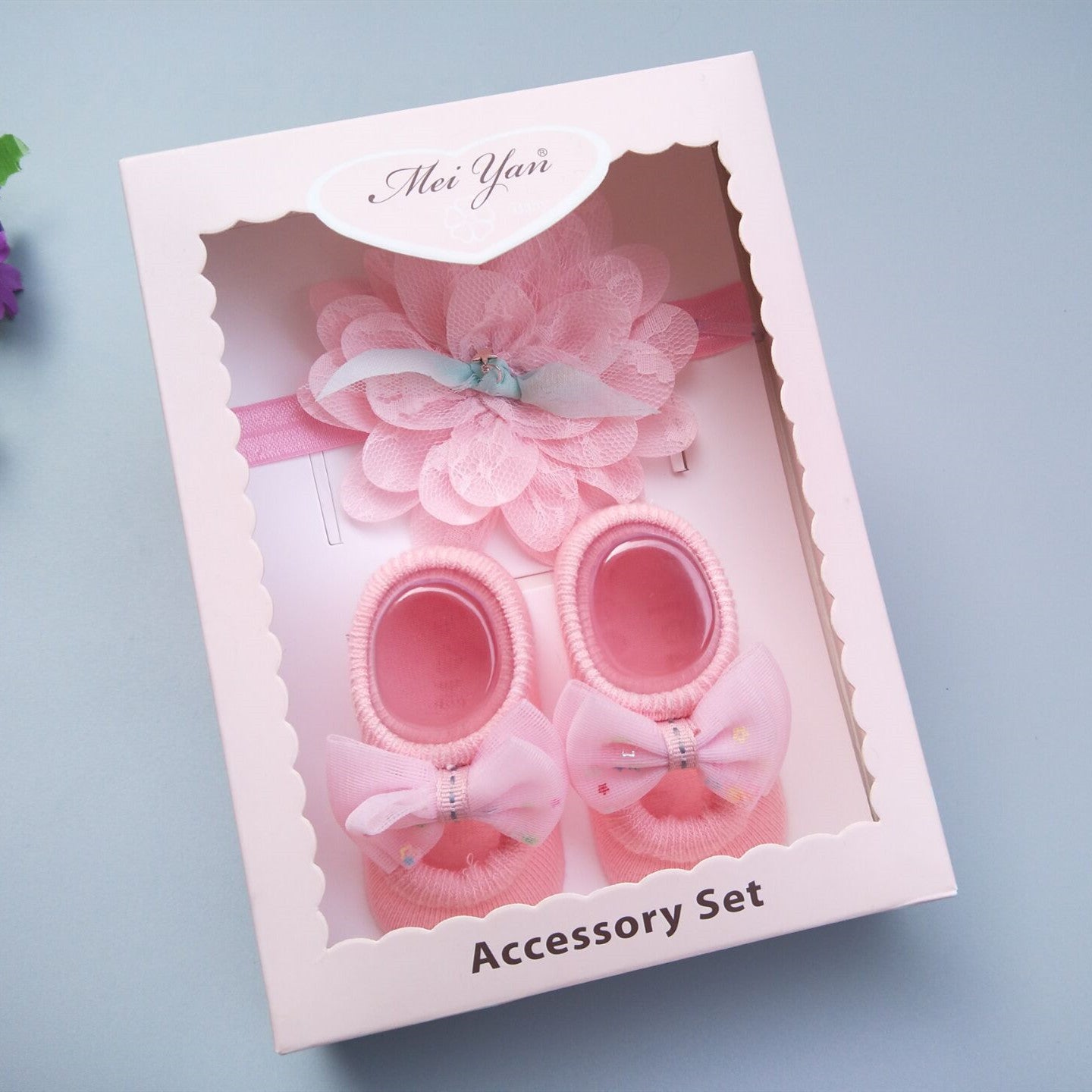Flag Village New Baby Girl Socks Headband Gift Box