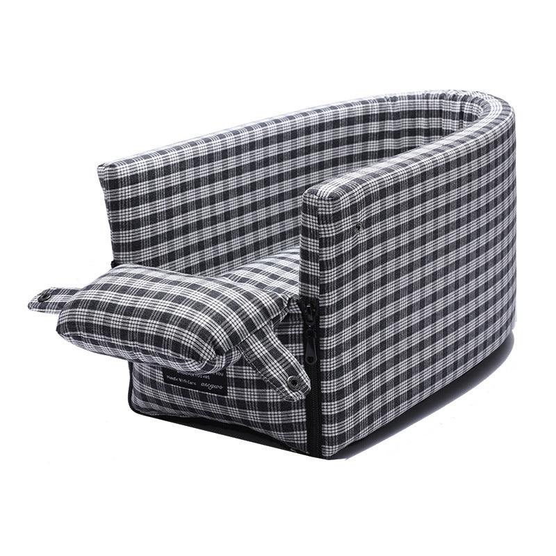 Flag Village Auto Tools Portable Pet Dog Car Seat Central Control Nonslip Dog Carriers Safe Car Armrest Box Booster Kennel Bed For Small Cat Dog Travel