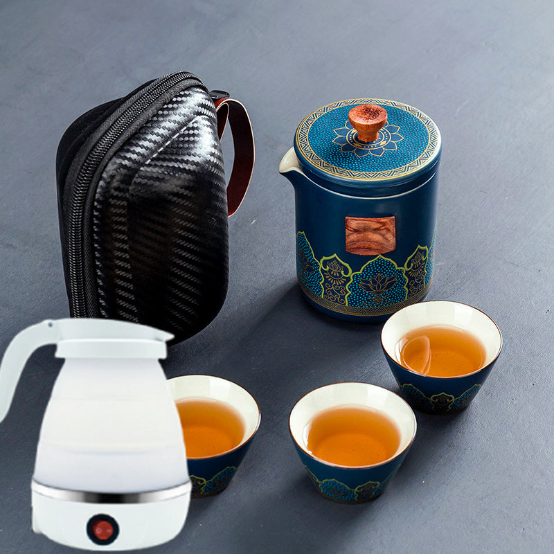 Flag Village Ceramic Portable Travel Tea Set Gift Box