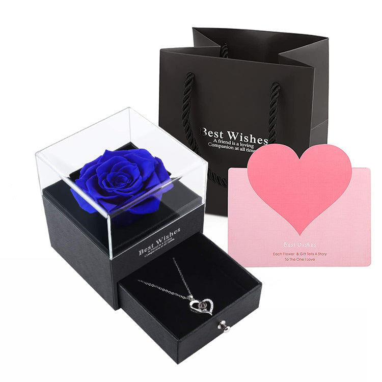 Flag Village Preserved Flower Rose Jewelry Box Acrylic Gift Box