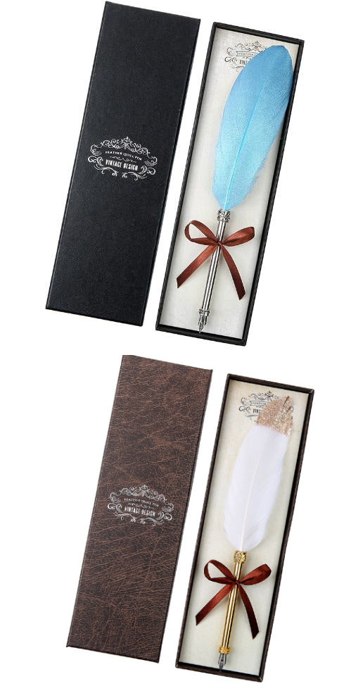 Flag Village European Retro Feather Pen Gift Box