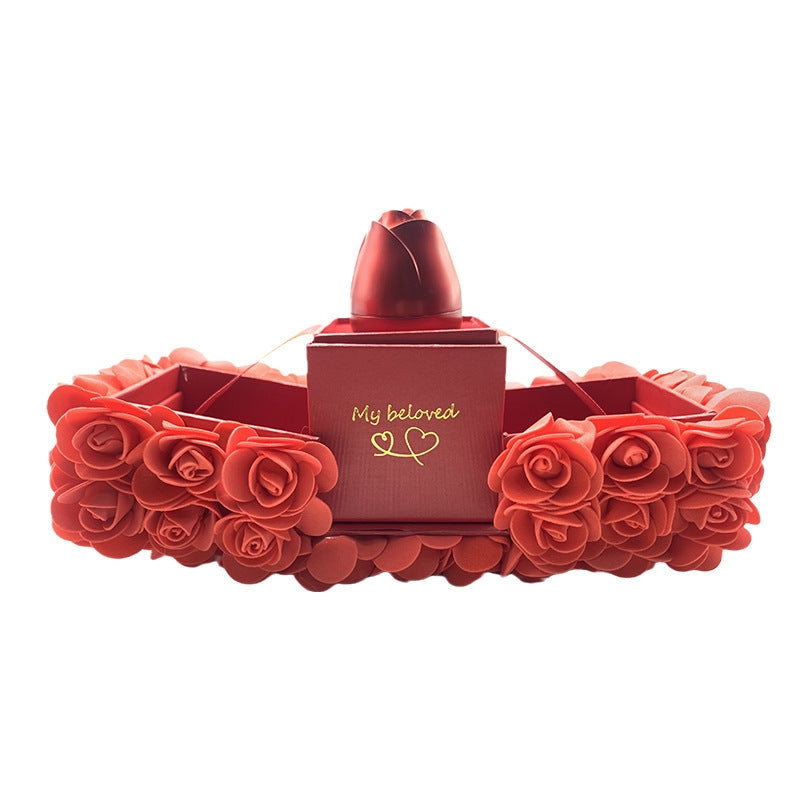 Flag Village Valentines Day Gift Soap Rose Gift Box Crystal Pendant Necklace Eternal Flower Jewelry Box Set Wedding Birthday Gift For Girlfriend