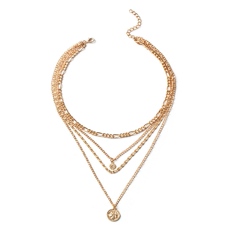 Flag Village Chunky Gold Necklace Chunky Charm Necklace For Women Layered Gold Necklace For Women Silver Coin Necklace Jewelry Gifts For Women