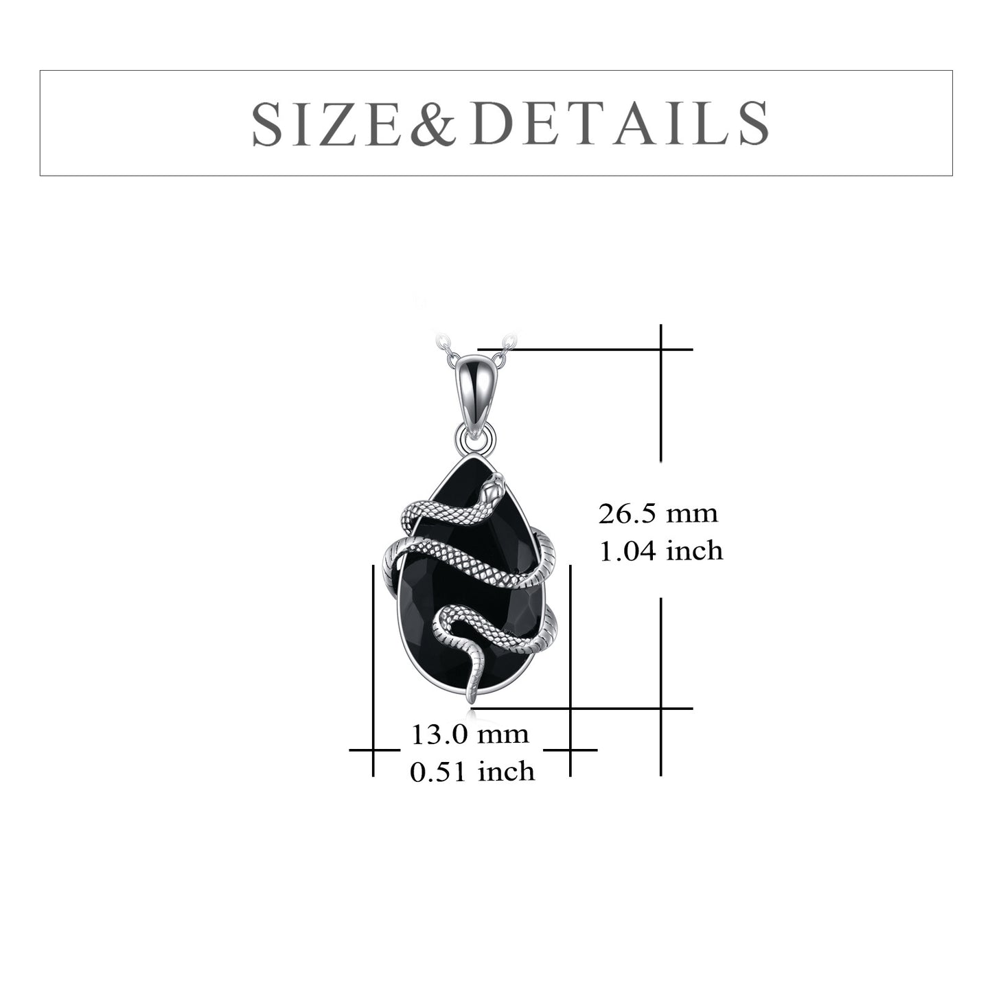 Flag Village Sterling Silver Black Obsidian Tourmaline Crystal Snake Necklace Jewelry as Gifts