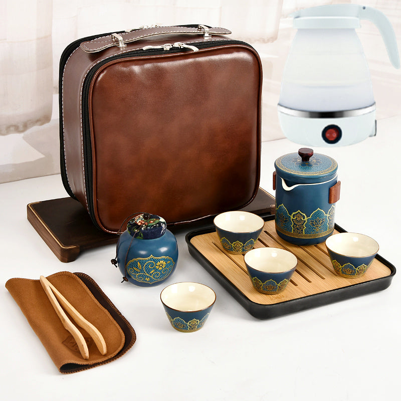 Flag Village Ceramic Portable Travel Tea Set Gift Box