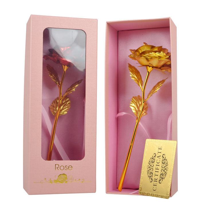 Flag Village Gold Foil Rose Flower Window Gift Box For Valentine's Day