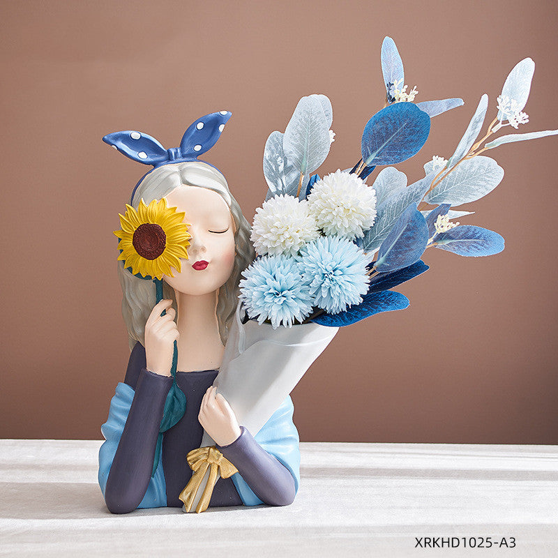 Flag Village Home Decor Girl Figurine Resin Sculpture Abstract Art Room Decor Nordic Decoration Home Living Room Decoration Accessories Gifts