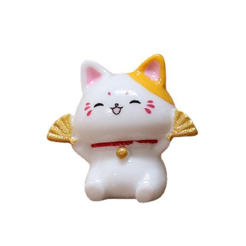 Flag Village Micro Landscape Ornaments Cute Lucky Cat Resin Crafts Car Center Console Decoration Home Decoration Gifts