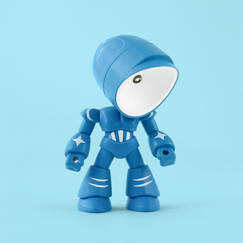 Flag Village Cute LED Hero Table Lamp Mini Portable Cool Mecha Cute Robot Night Light Bedroom Home Decoration Kids Boys Gifts
