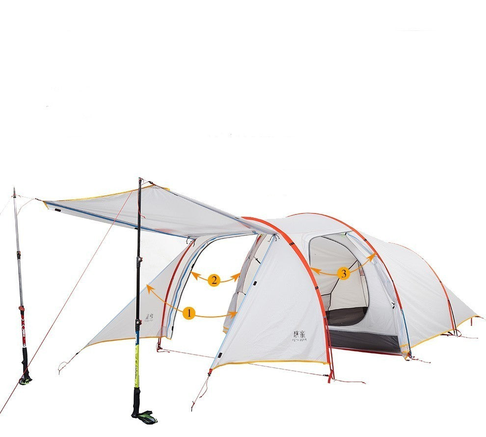 Flag Village Static Nebula Layer Light 3 Person Tunnel Tent Outdoor Mountaineering Camping