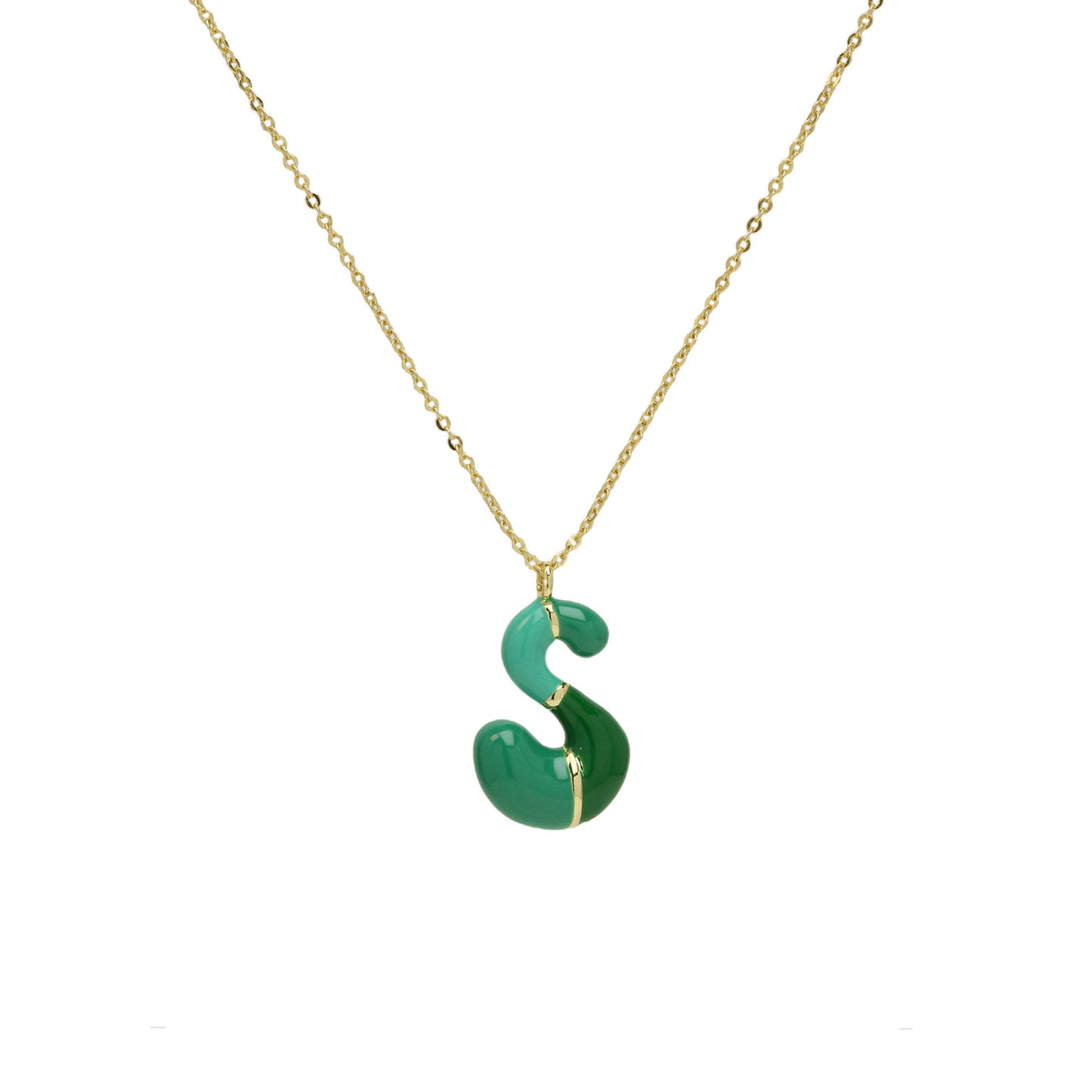 Flag Village Brass Epoxy Capsule 26 Letter Necklace For Women Initial Alphabet Pendant Necklace Fashion Link Chain Jewelry Gifts