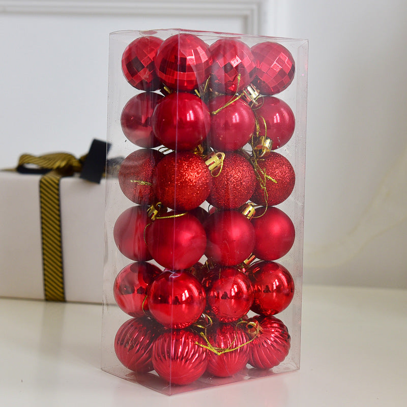 Flag Village Fashion 4cm Electroplating Gift Box Set Ball Small Christmas Tree Pendant