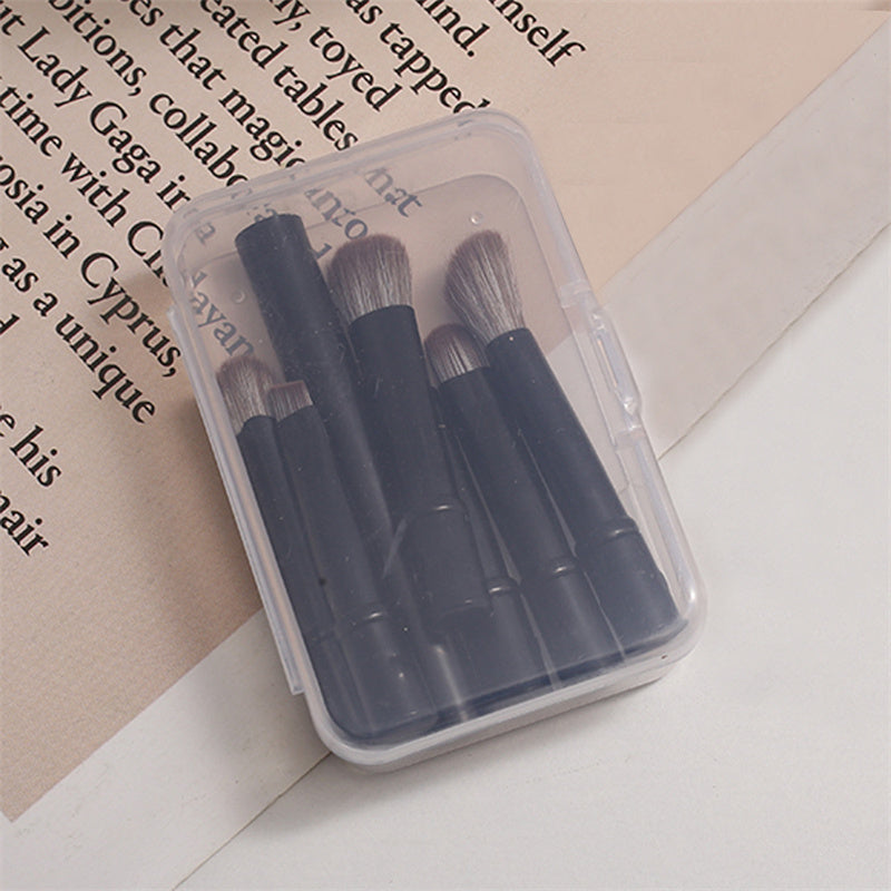 Flag Village 6Pcs Mini Travel Makeup Brushes Set With Box Portable Cosmetic Powder Foundation Blush Blending Concealer Make Up Brushes Set