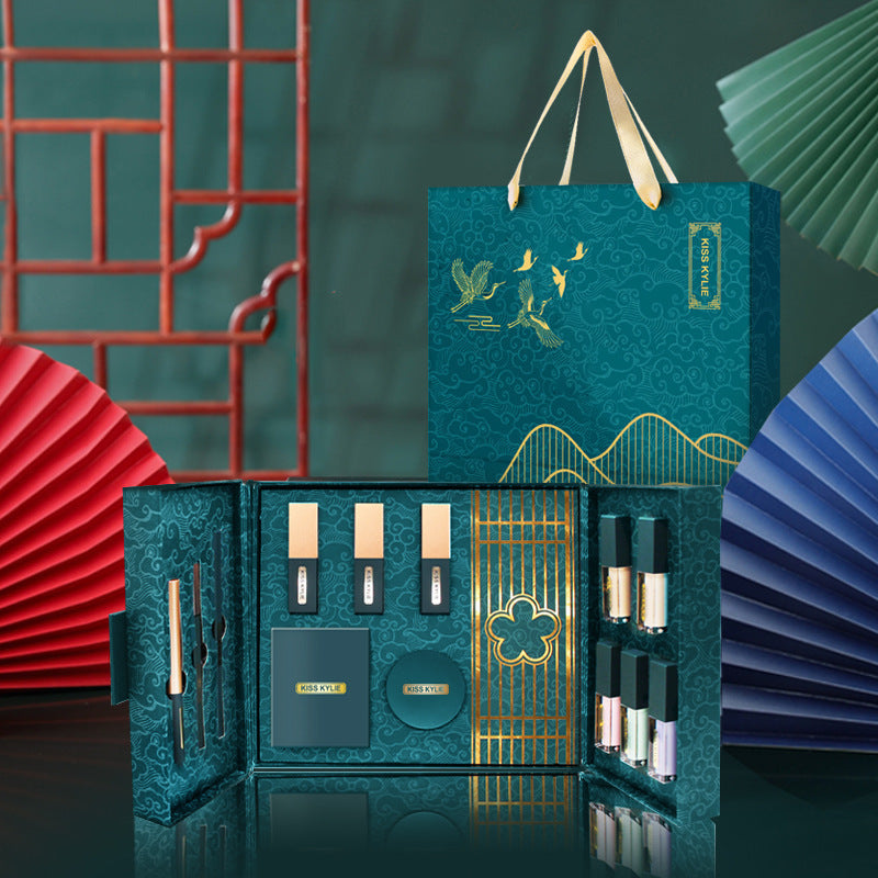 Flag Village Carved National Style Multi-piece Concealer Isolation Lipstick Gift Box Vibrato Live