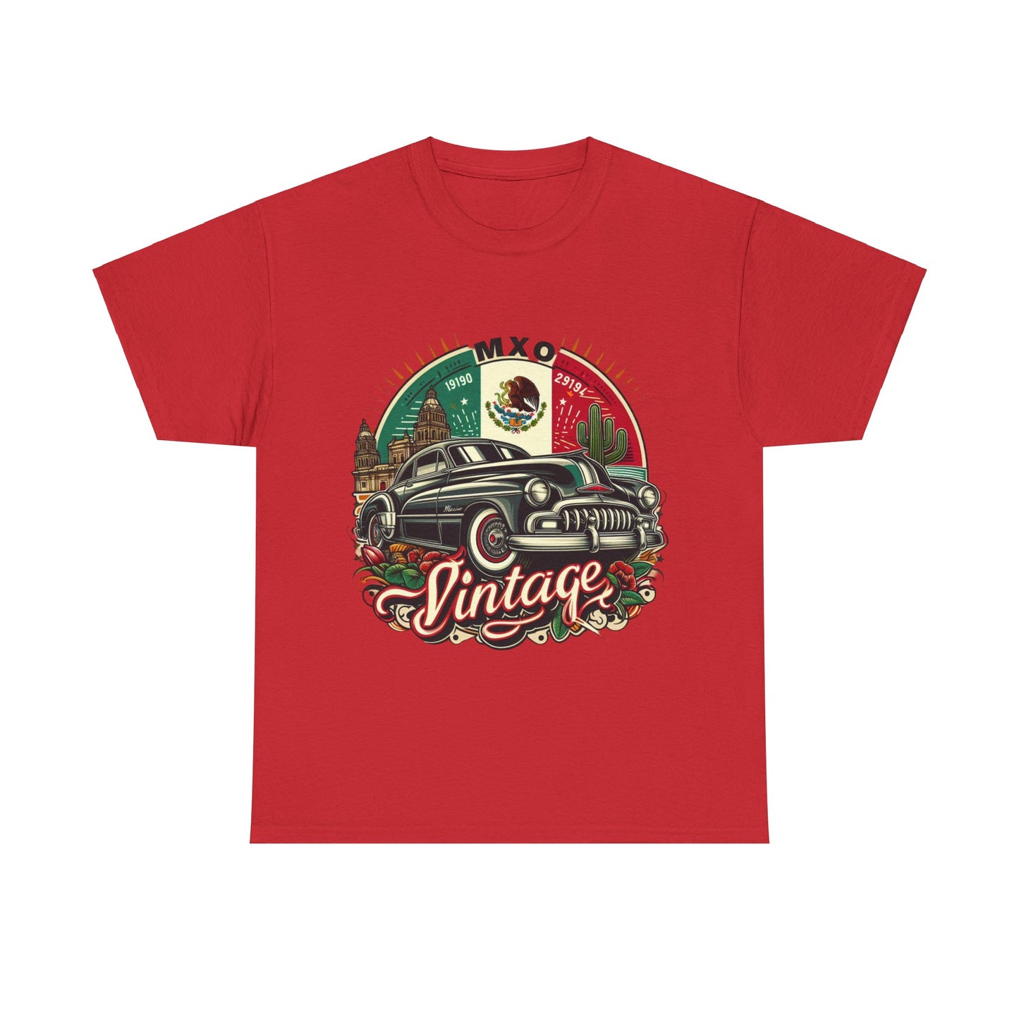 Flag Village Mexico Vintage Car Flag T-SHIRT Heavy Cotton Tee MEX0001