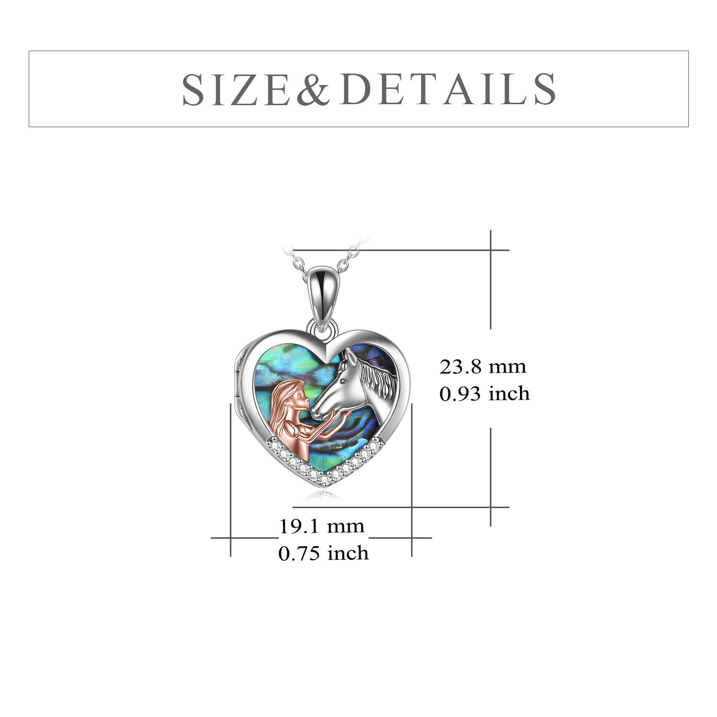Flag Village Horse Heart with Girls Pendant Necklace Gifts for Her