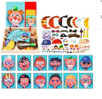 Flag Village Montessori Magnetic Fun Puzzle Children's Wooden Puzzle Box Game Cartoon Educational Painting Toys For Children Gift Antistress