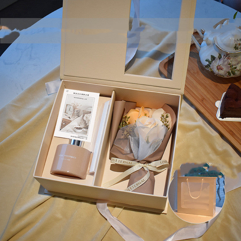Flag Village Bouquet Set Gift Box Send Teacher Soap Flowers
