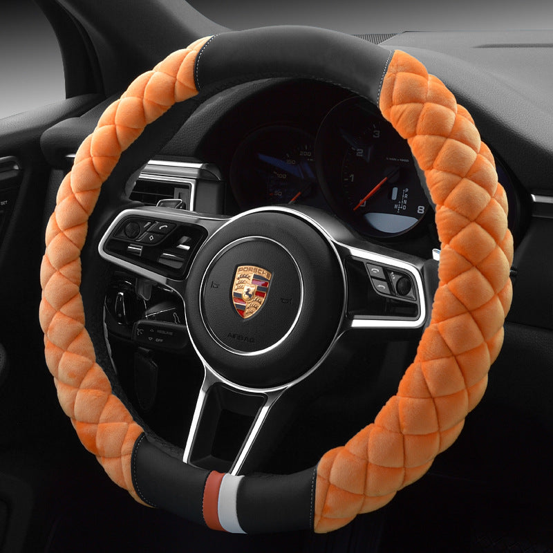Flag Village Auto Tools Universal Car Steering Wheel Cover Winter Decoration Cute 38cm Plush Footprint Auto Automobile Vehicle Steering Wheel Protector