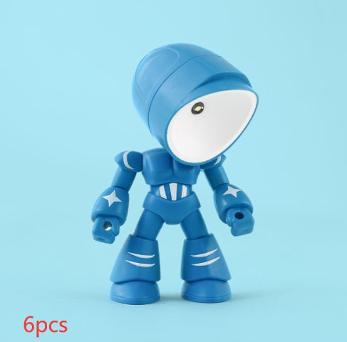 Flag Village Cute LED Hero Table Lamp Mini Portable Cool Mecha Cute Robot Night Light Bedroom Home Decoration Kids Boys Gifts
