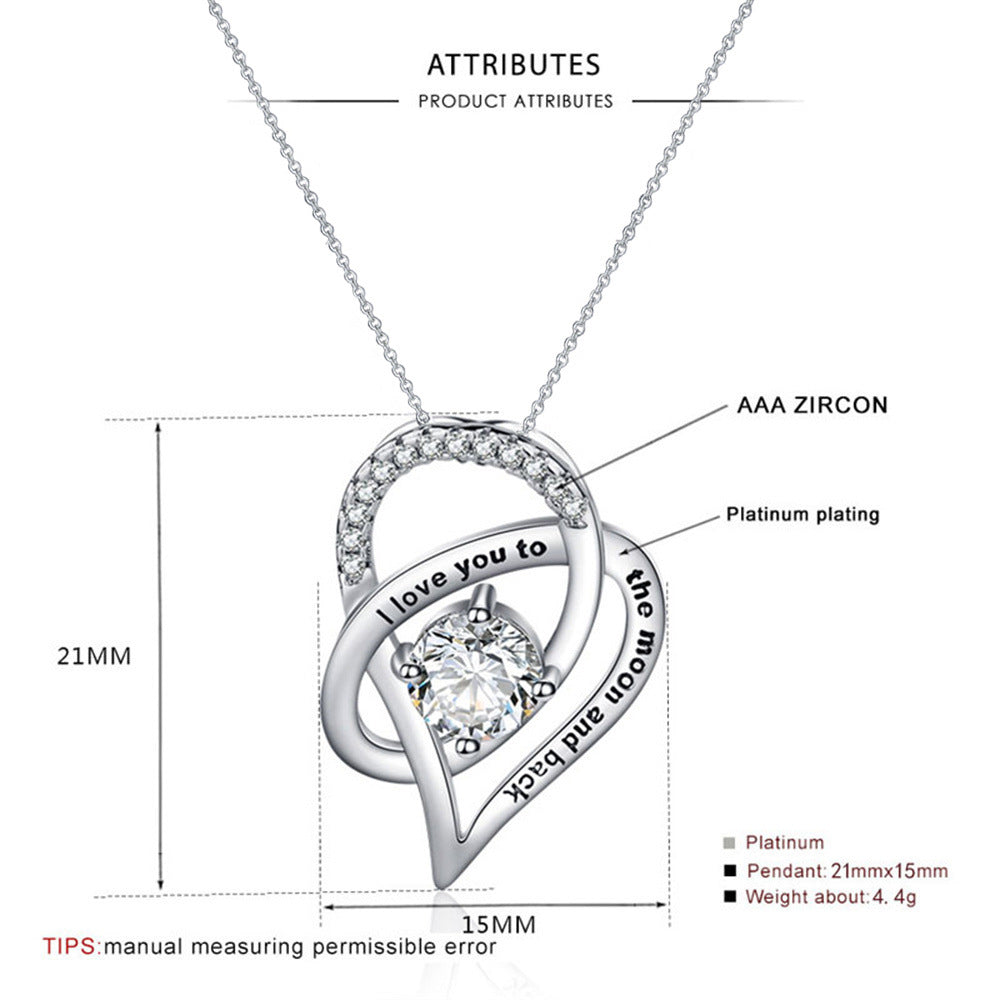 Flag Village Mother's Day Gift Rosewood Lamp Box Suit Hollow Heart-shaped Zircon Pendant Necklace