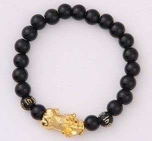 Flag Village Obsidian 18K Gold Bracelet six brave words on hand and little Pearl transport gifts wholesale