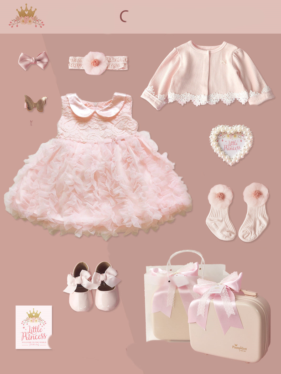 Flag Village Baby High-end Gift Box Little Princess Dress Lace Dress Suit