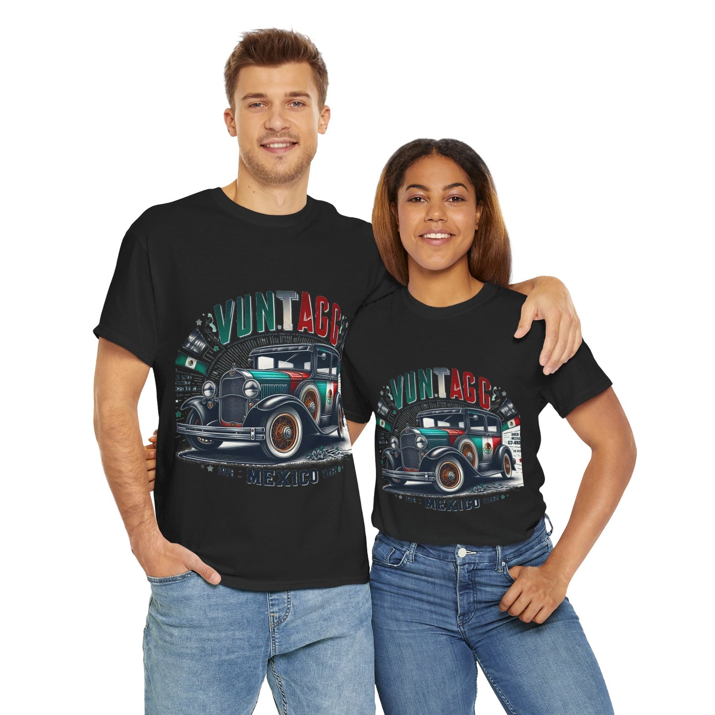 Flag Village Mexico Vintage Car Flag T-SHIRT Heavy Cotton Tee MEX0002