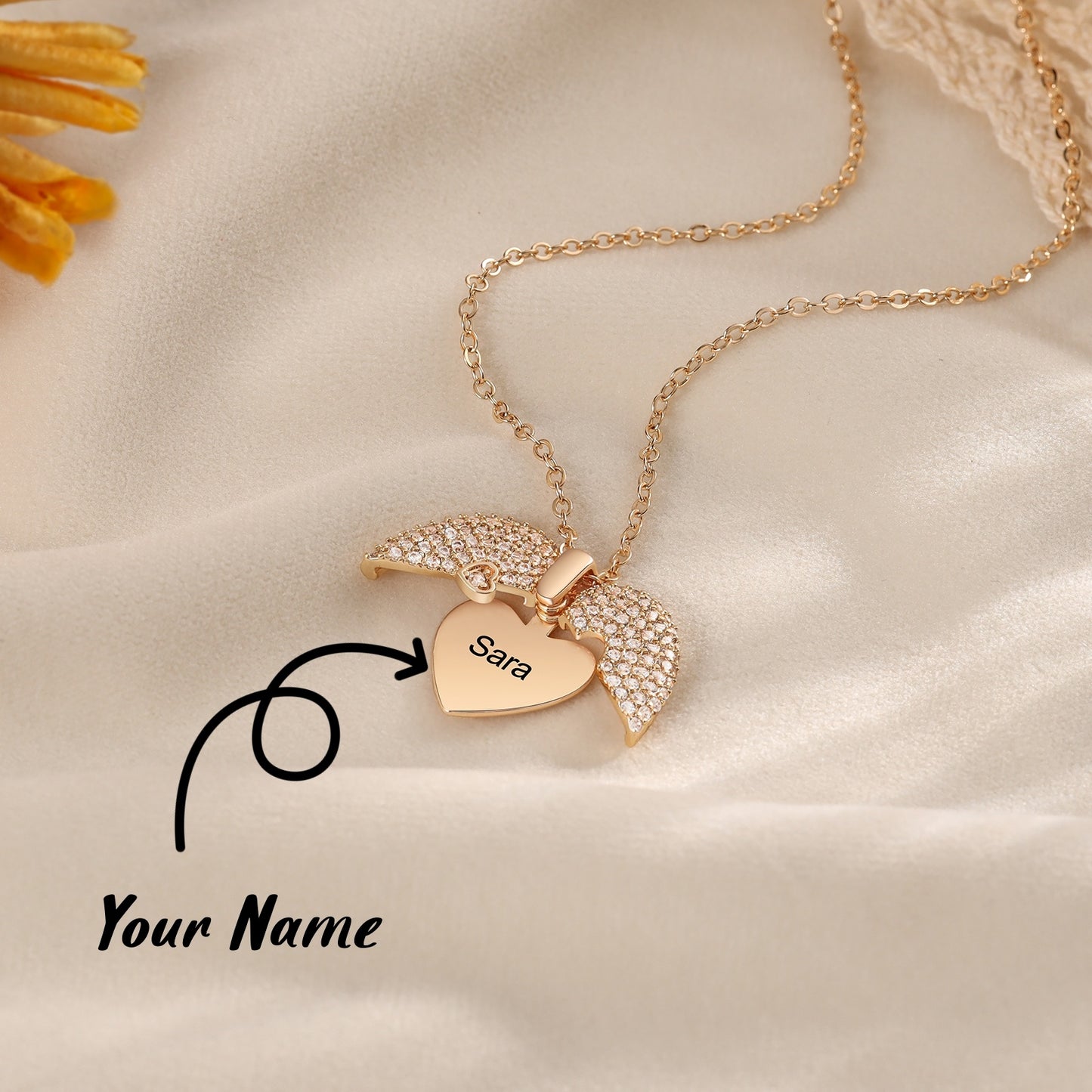 Flag Village Personalized Name Heart Locket Necklace Zirconia Paved Custom Engraved Pendant Christmas Gifts For Mother Grandma