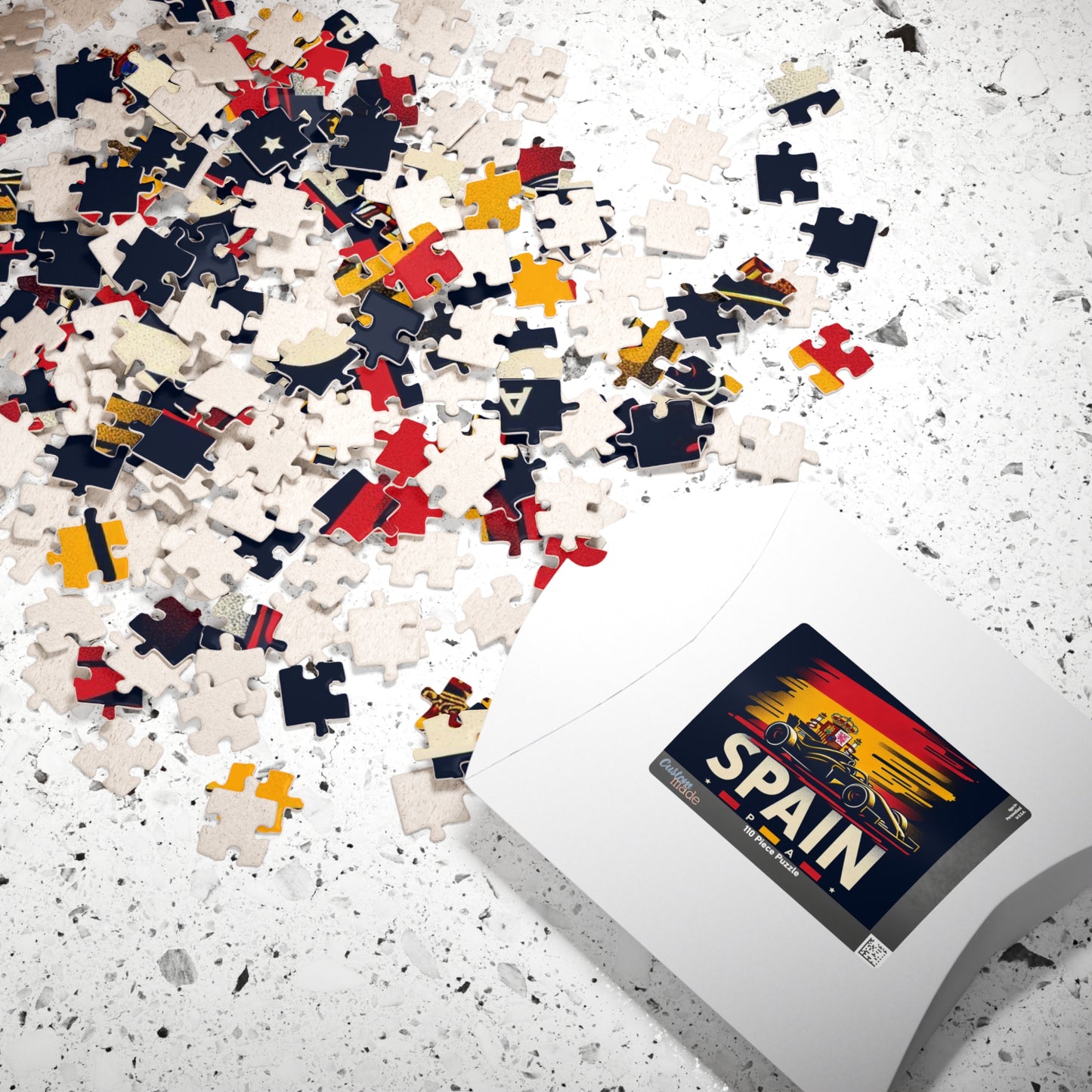 Flag Village Spain Racing Car Sporting Flag Puzzle (110, 252, 520, 1014-piece) ESP0011