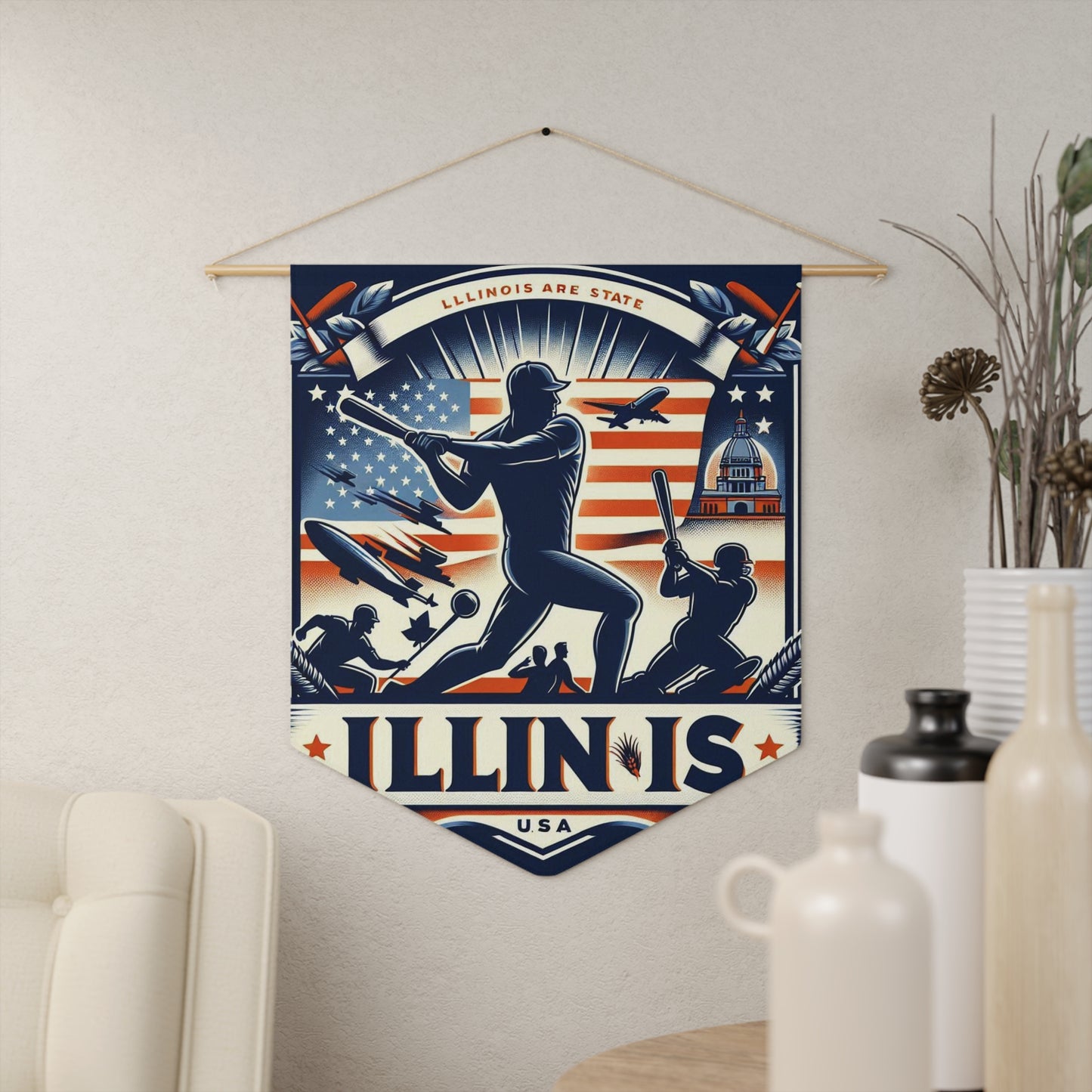 Flag Village Illinois State Flag Pennant Sporting Home Wall decoration IL0002