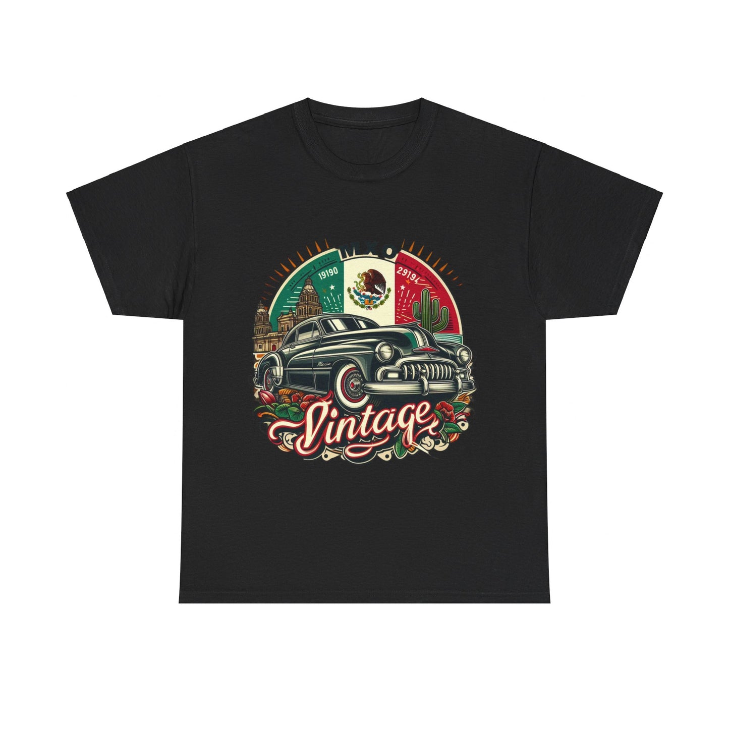 Flag Village Mexico Vintage Car Flag T-SHIRT Heavy Cotton Tee MEX0001