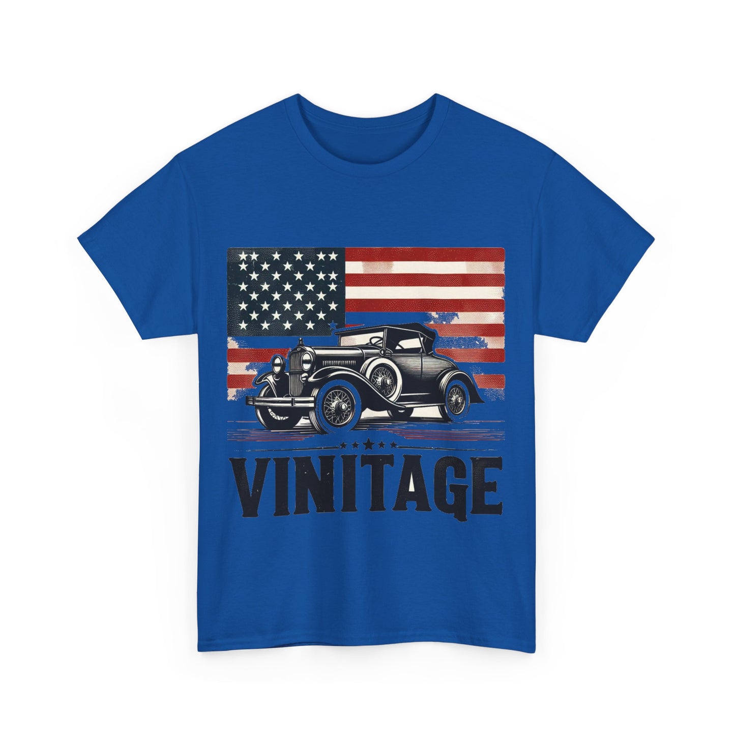 Flag Village USA Vintage Car Flag T-SHIRT Heavy Cotton Tee USA0002