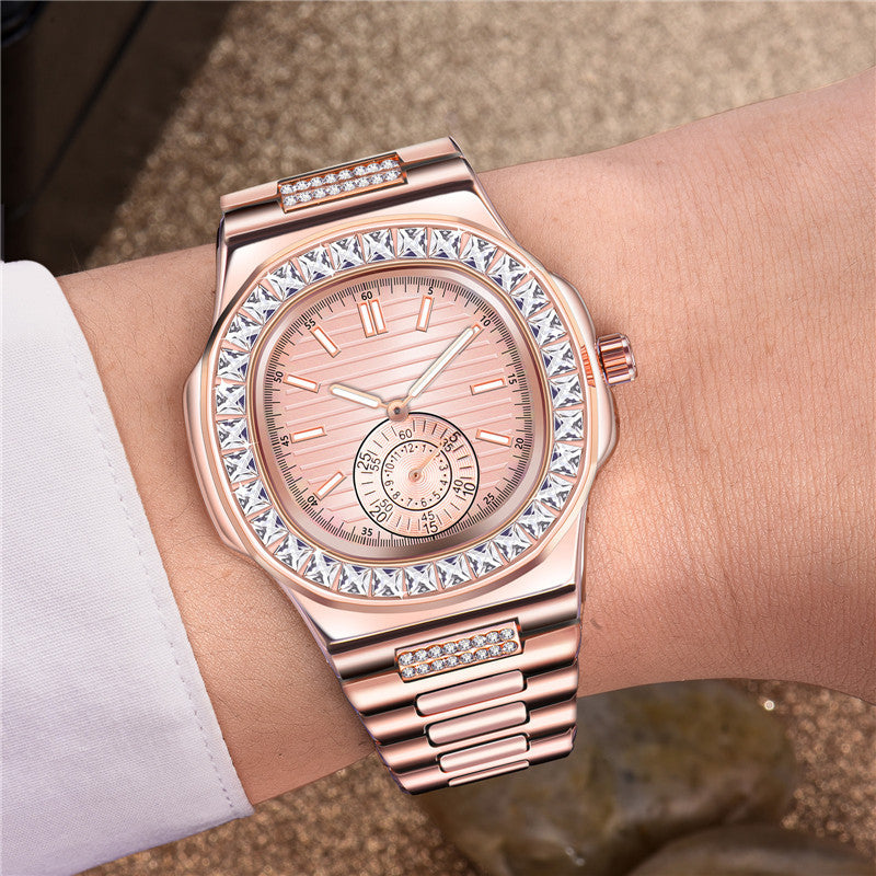 Flag Village Mens Fashion Alloy Band Diamond Gifts Watches