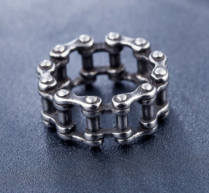 Flag Village Stainless Steel Link Chain Motorcycle Boy Rings Punk Rock Mens Biker Jewelry Love Accessories Birthday Gifts