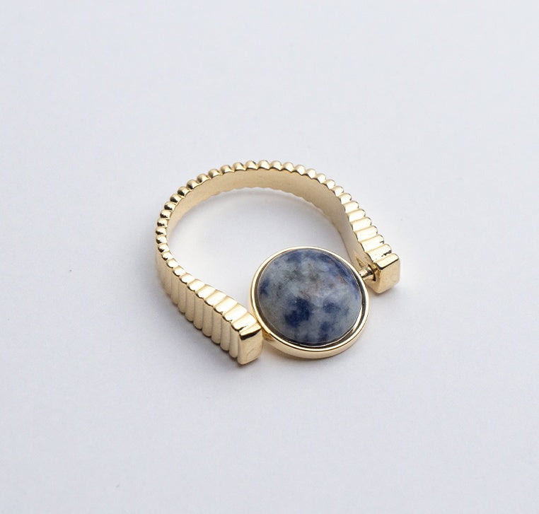 Flag Village Original Fidget Spinner Rings Natural Stone Rings Replaceable Spinners For Anxiety And Stress Relief Jewelry Gifts