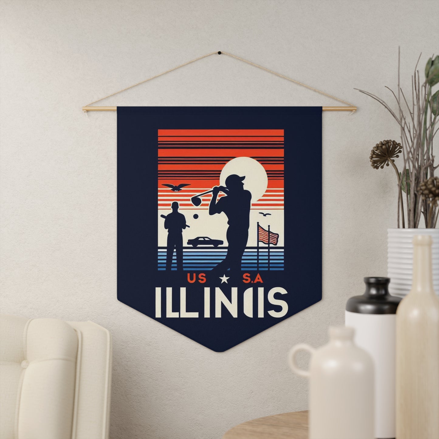 Flag Village Illinois State Flag Pennant Sporting Home Wall decoration IL0001