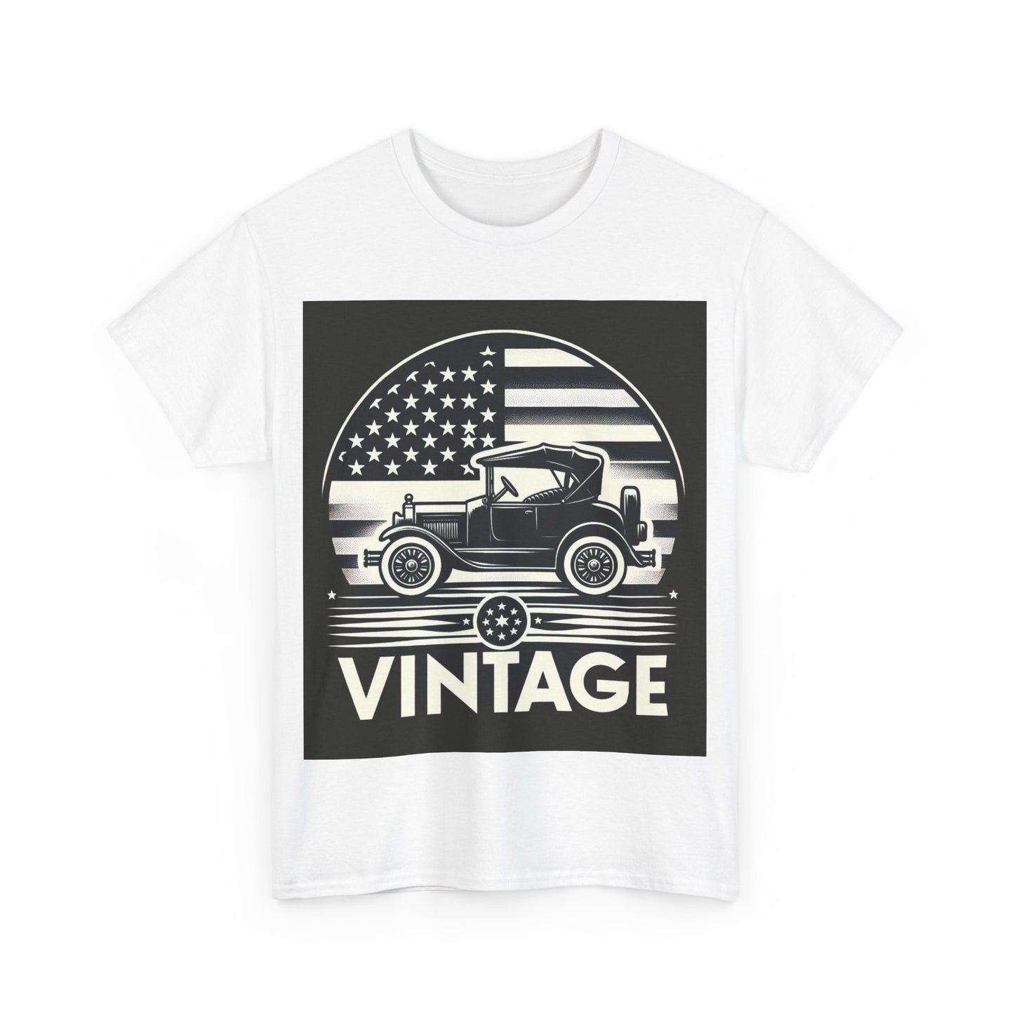 Flag Village USA Vintage Car Flag T-SHIRT Heavy Cotton Tee USA0001